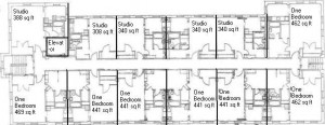 Mount Baker Apartments floorplan. A 462 sq ft one bedroom apartment rents for $525.