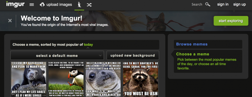 imgur UI Screen Shot 