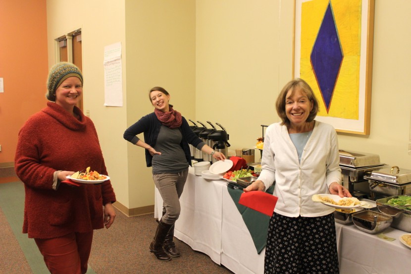 We took breaks to eat and catch up with each other. Alouise Urness from the Washington Low Income Housing Alliance (left), Dawn Stenberg from Union Gospel Mission (middle) and Liz Mills from YWCA Seattle | King | Snohomish were excited to enjoy a snack and each others' company.