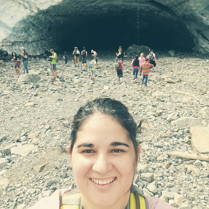 Marja Morgan enjoys a cool breeze at the Big Four Ice Caves. Photo courtesy Marja Morgan.