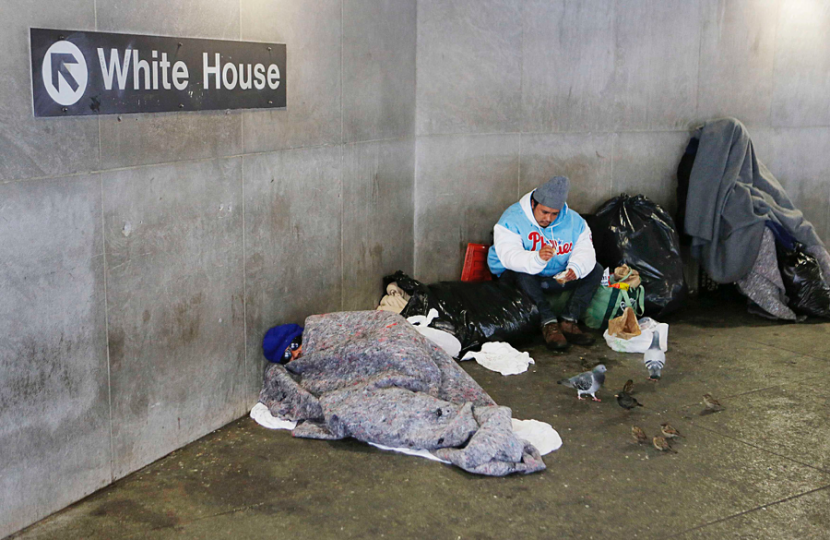 People bundle up at the McPherson Square metro station near the White House to escape the snow. Photo by Annabel Cook, FT Photo Diary 